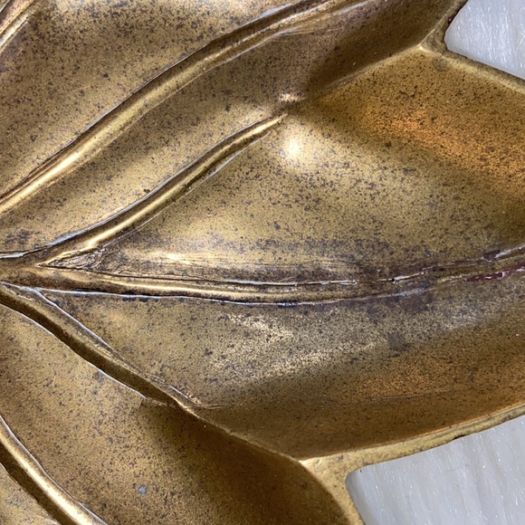 Vintage Brass Leaf Shaped Trinket Tray Catch All Dish - Picture 8 of 17